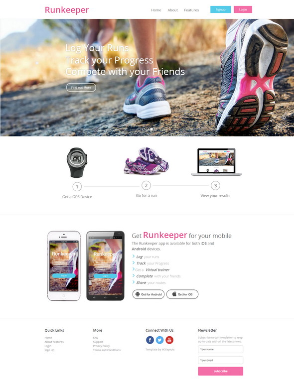 Runkeeper a mobile app Responsive web Template