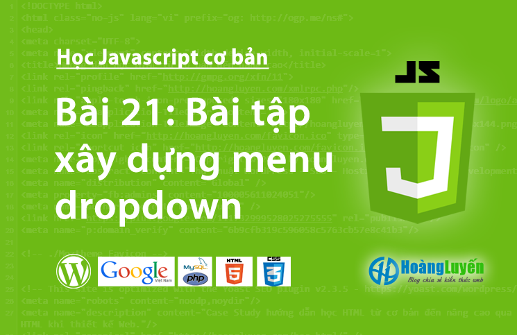 Bài tập - xây dựng menu dropdown trong Javascript