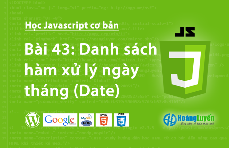 Danh sách hàm xử lý ngày tháng (Date) trong Javascript