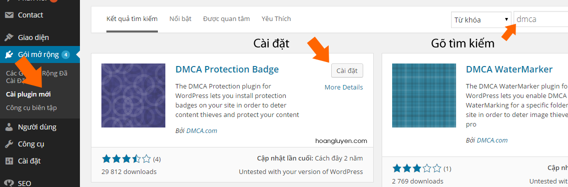 Cài đặt Plugin DMCA Protection Badge