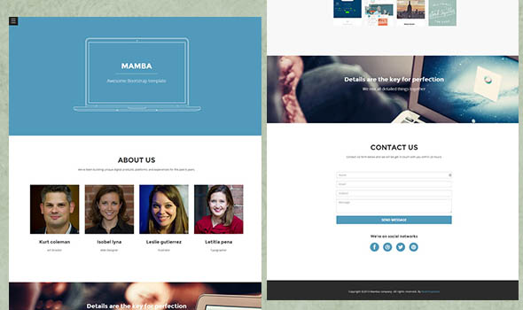 49 Template Responsive HTML5 CSS3 miễn phí > Mamba One Page Template