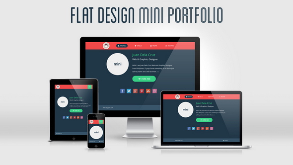 49 Template Responsive HTML5 CSS3 miễn phí > Flat Design Portfolio Template