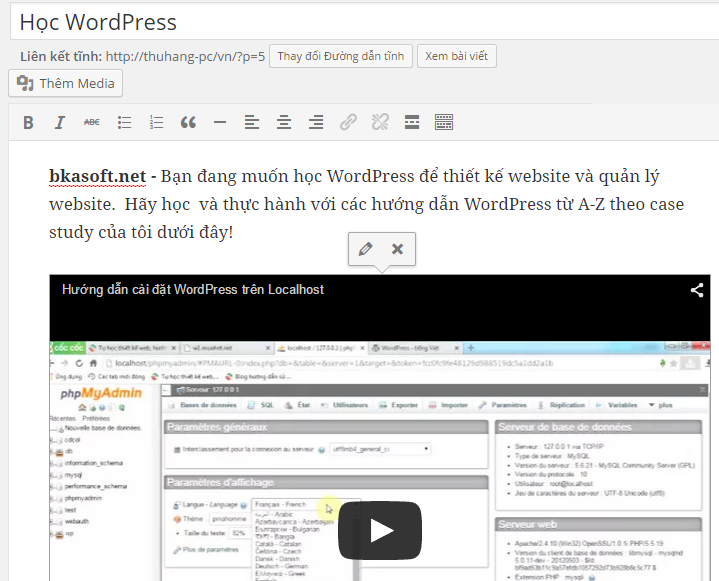 Bài 19: Cách chèn Video vào bài viết trong WordPress > chen-video-vao-bai-viet-4