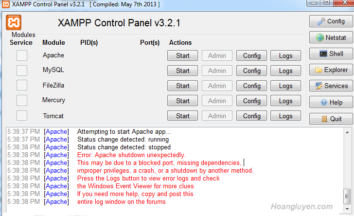 Hỏi cách khắc phục lỗi XAMPP không khởi động được? > hoi-cach-khac-phuc-loi-xampp-khong-khoi-dong-duoc