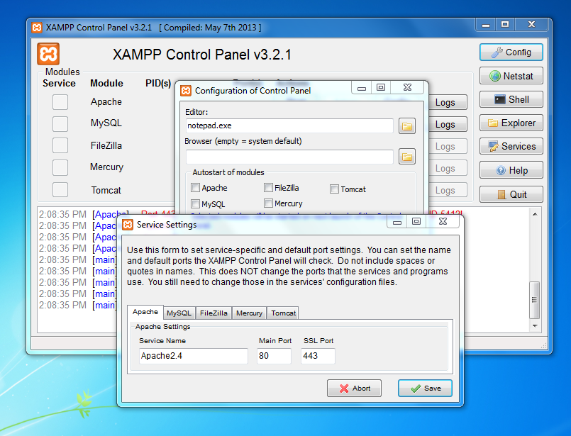 Hỏi hướng dẫn đổi cổng Port cho Xampp? > Hỏi hướng dẫn đổi cổng Port cho Xampp?