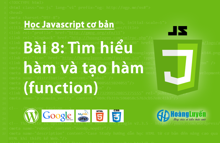 Tìm hiểu hàm và tạo hàm (function) trong Javascript