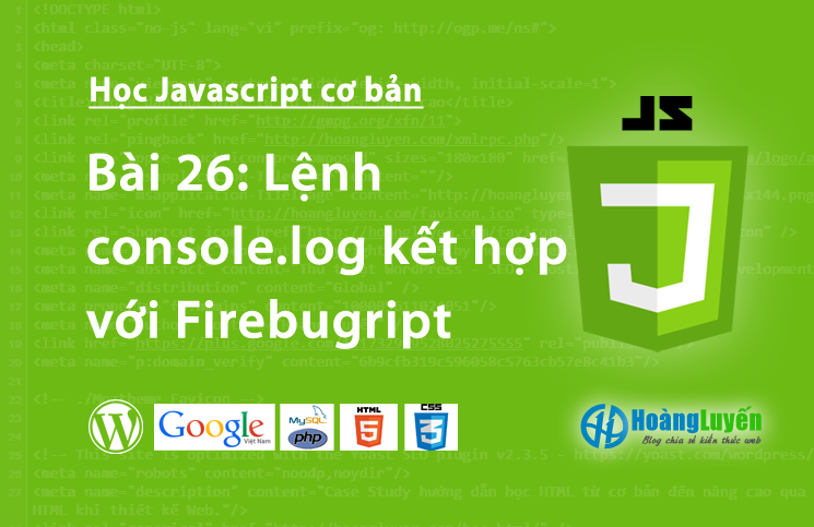 Lệnh console.log kết hợp với Firebug trong Javascript