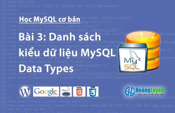Danh sách kiểu dữ liệu MySQL Data Types